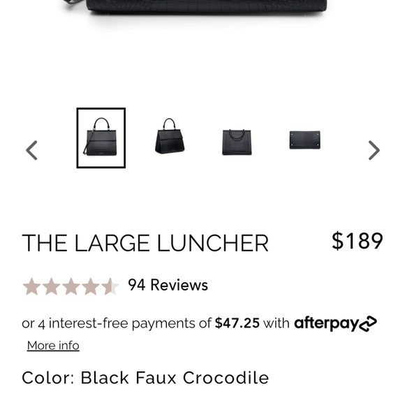 Modern Picnic Large Luncher in Black Faux Crocodile - Picture 12 of 15